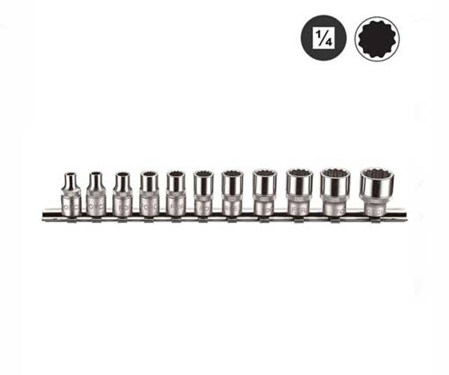 FORCE 1/4 DR 11PC SOCKET SET 12PT 5/32-9/16 W/RACKHOLDER    FO21110