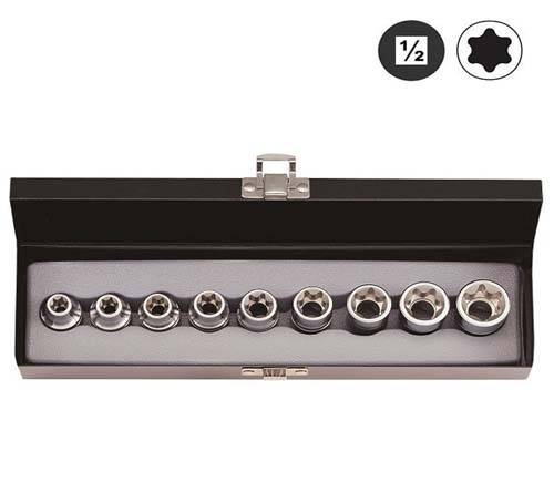 FORCE 1/2 DR 9PC FEMALE STAR SOCKET SET E10-E24   FO4093