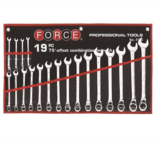 FORCE 19PC 75DEG OFFSET COMBINATION WRENCH SET 6-24MM IN POUCH  FO5192