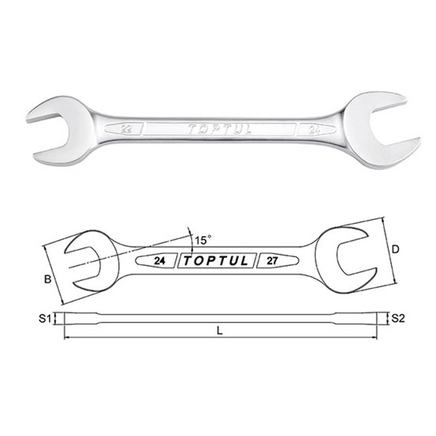 TOPTUL - 46mm X 50mm DOUBLE OPEN END WRENCH        AAEJ4650