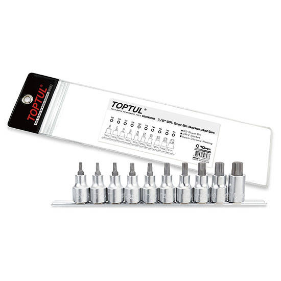 TOPTUL - 10PC 1/2 DR. STAR BIT SOCKET RAIL SET        GAAG1006