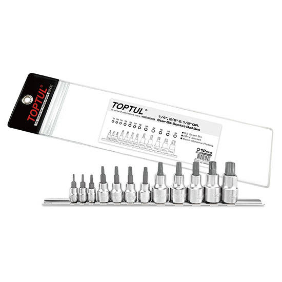 TOPTUL - 12PC 1/4 3/8 1/2 STAR BIT SOCKET RAIL        GAAG1201