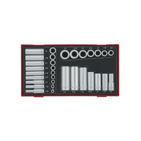 TENG TOOLS - 1/4inch & 3/8inch SOCKET SET 12 PT AF TT1 32 PIECES - TTAF3212