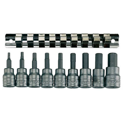 TENG TOOLS - 9PC 3/8inch Drive Hex Bit Socket Set on Clip Rail - M3812