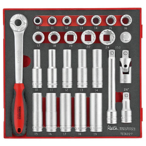 TENG TOOLS - 27PC 1/2inch Drive Socket Set in EVA - TED1227