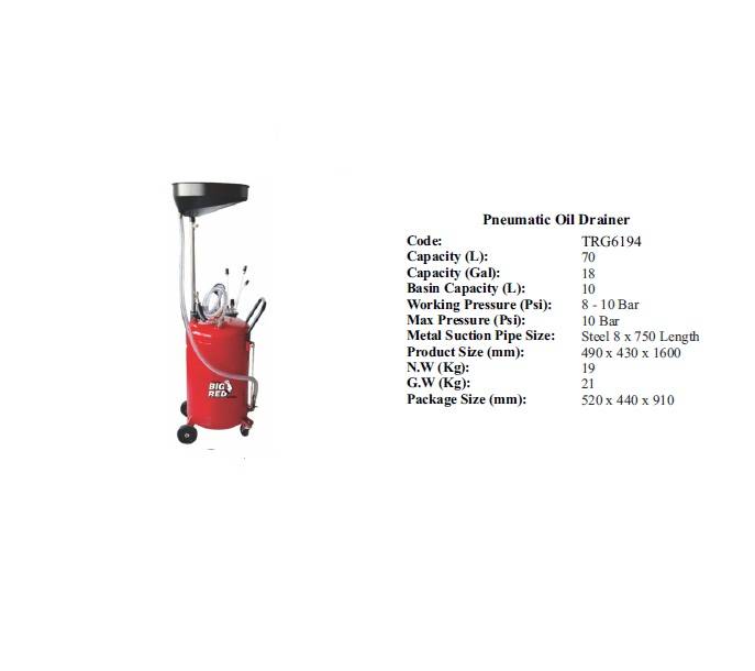 Torin BIG RED Jacks - Pneumatic Oil Drainer 70L - TRG6194