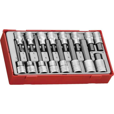 TENG TOOLS - 16PC 1/2inch Drive Hex Bit Socket Set - TTHEX16