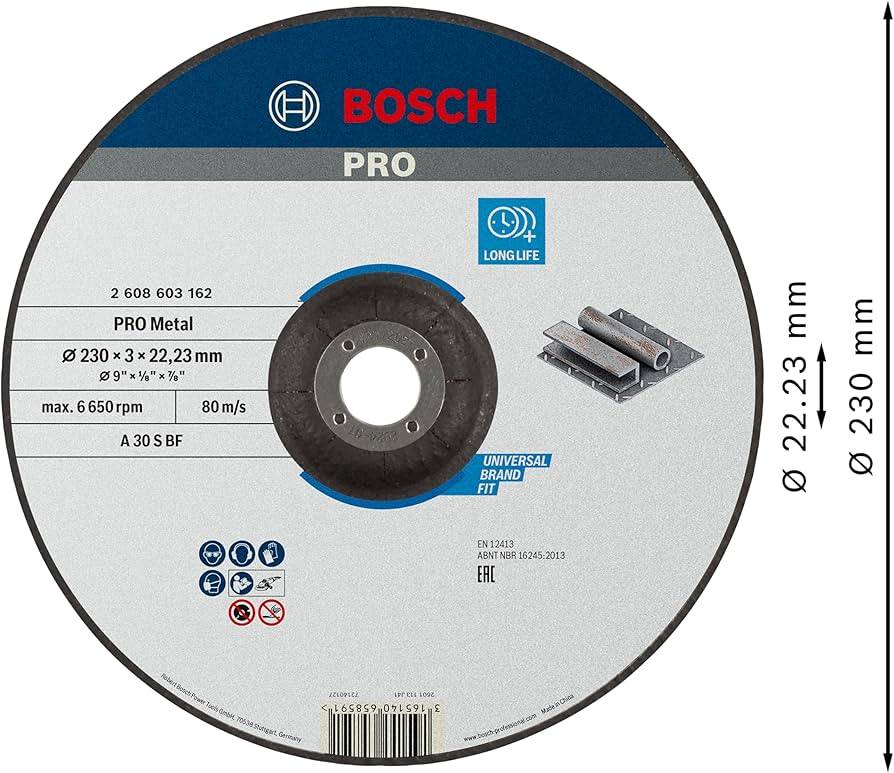 BOSCH PROFESSIONAL - Cutting depressed centre Standard Metal A 30 S BF, 230, 22,23, 3,0 (25 PACK)...