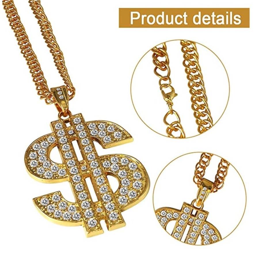 Killer Deals 18K Gold Plated Retro Hip-Hop Dollar Chain Necklace Pendant