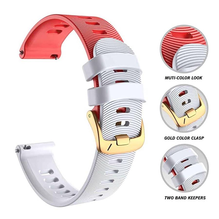 Killer Deals 20mm Silicone Strap for Garmin Forerunner 245- Red & White