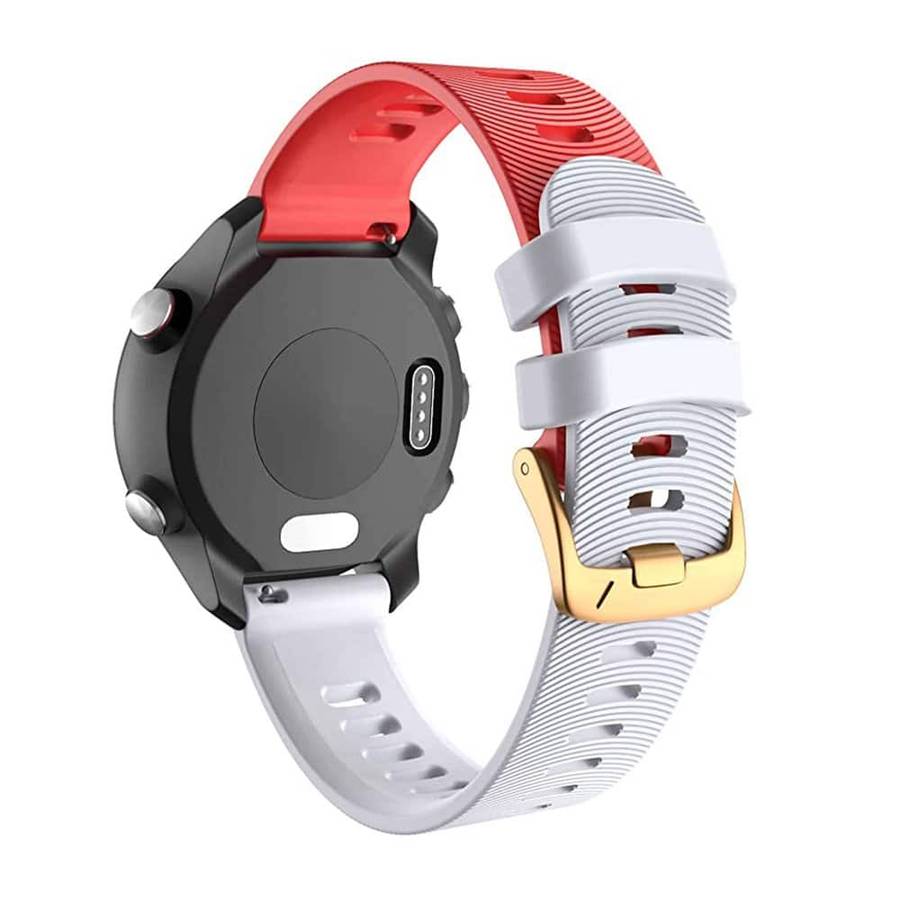 Killer Deals 20mm Silicone Strap for Garmin Forerunner 245- Red & White