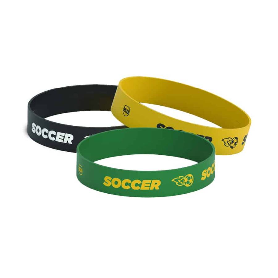 Debossed "Soccer" Silicone Wristband Bracelet-6 Pack