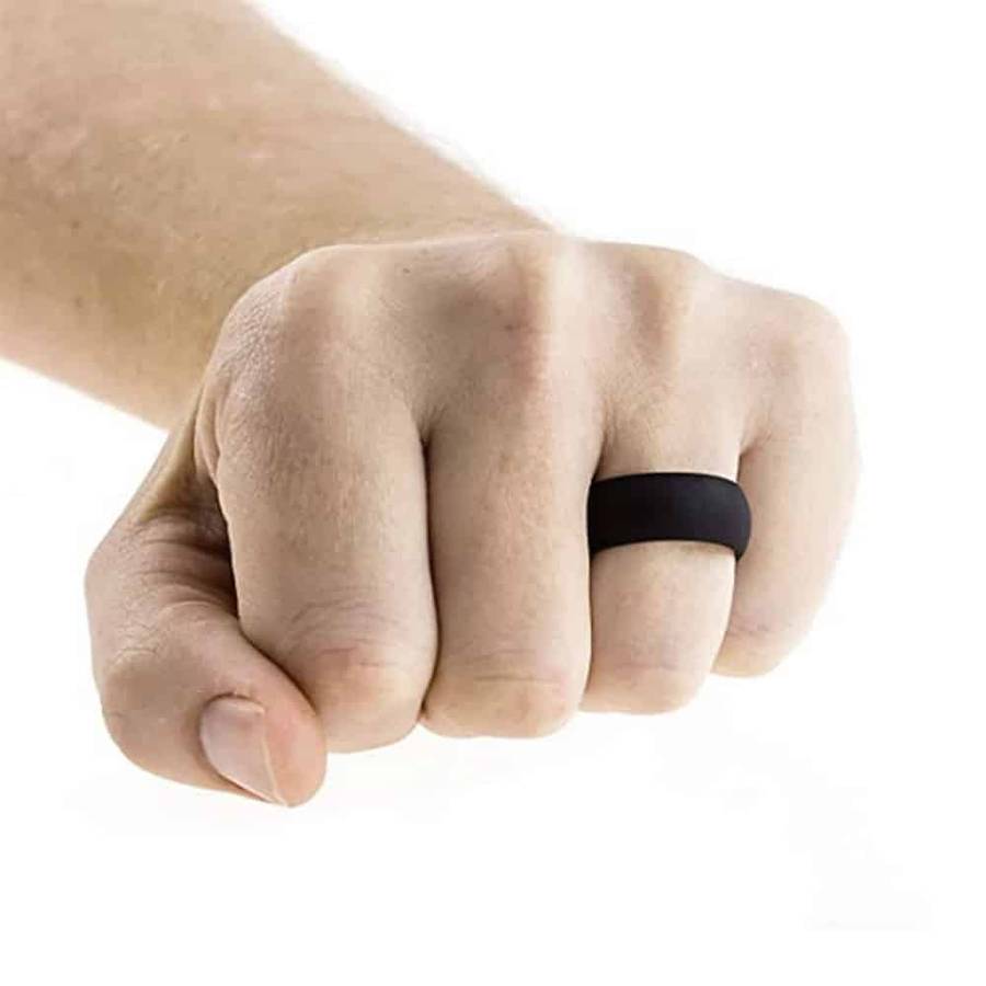 Killer Deals Men's Wedding Exercise Silicone Ring- 8mm- Black- Q