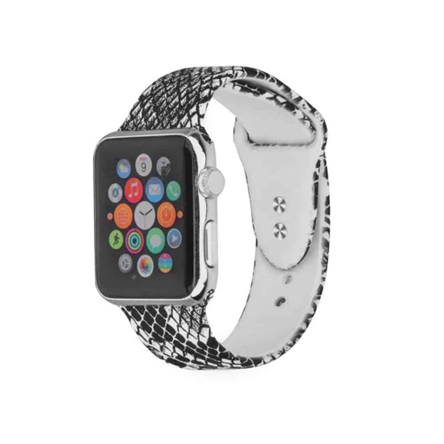 Silicone Strap for 38/40/41mm Apple Watch- Snake Skin & Leopard- S/M & M/L 2 Pack