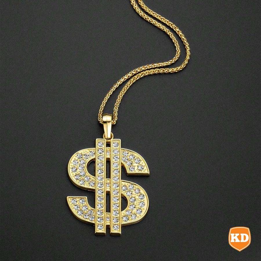 Killer Deals 18K Gold Plated Retro Hip-Hop Dollar Chain Necklace Pendant