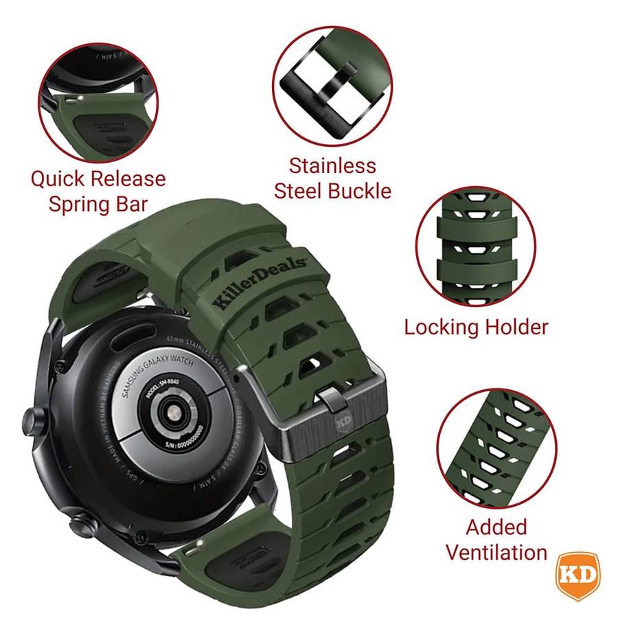 20mm Universal Watch Silicone Strap for Garmin Samsung Huawei- White & Black