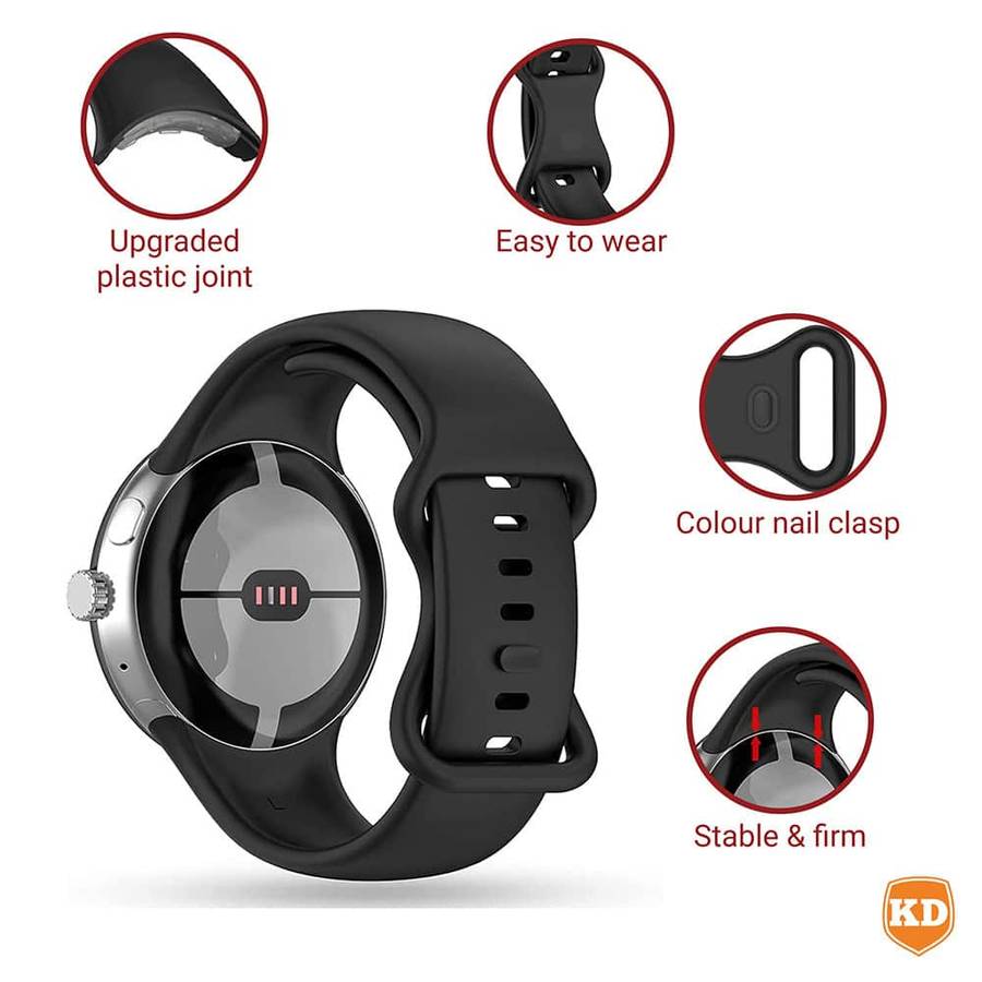 Silicone Strap for Google Pixel Watch 1- Black- M/L