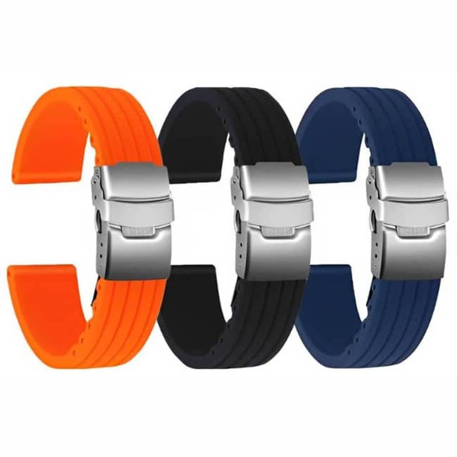 20MM Waterproof Silicone Rubber Watch Strap - Black