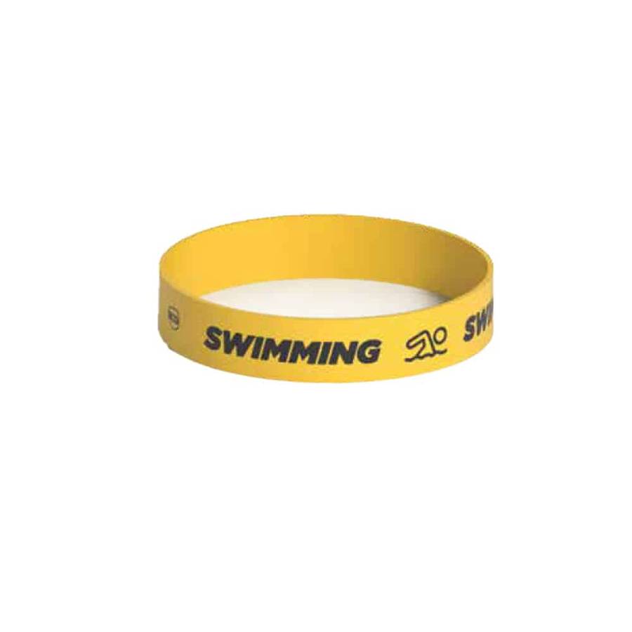 Debossed "Swimming" Silicone Wristband Bracelet- 6 Pack