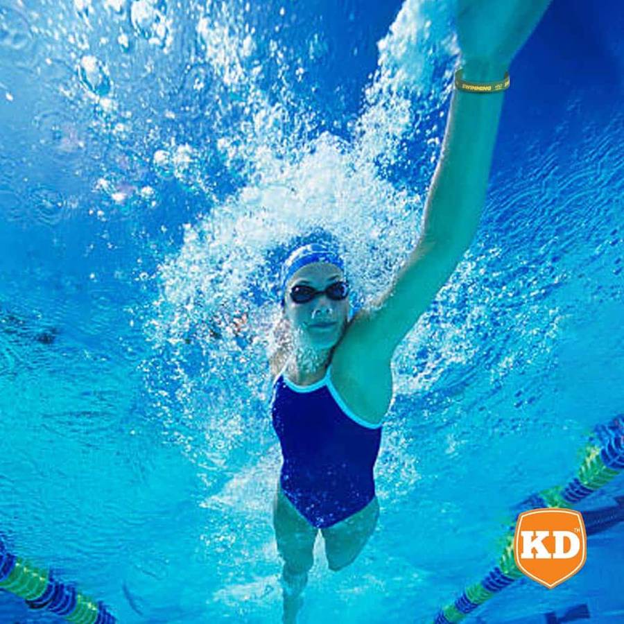 Debossed "Swimming" Silicone Wristband Bracelet- 6 Pack