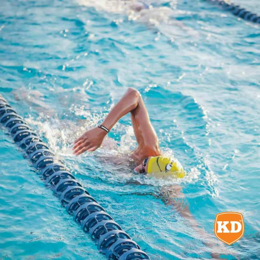 Debossed "Swimming" Silicone Wristband Bracelet- 6 Pack