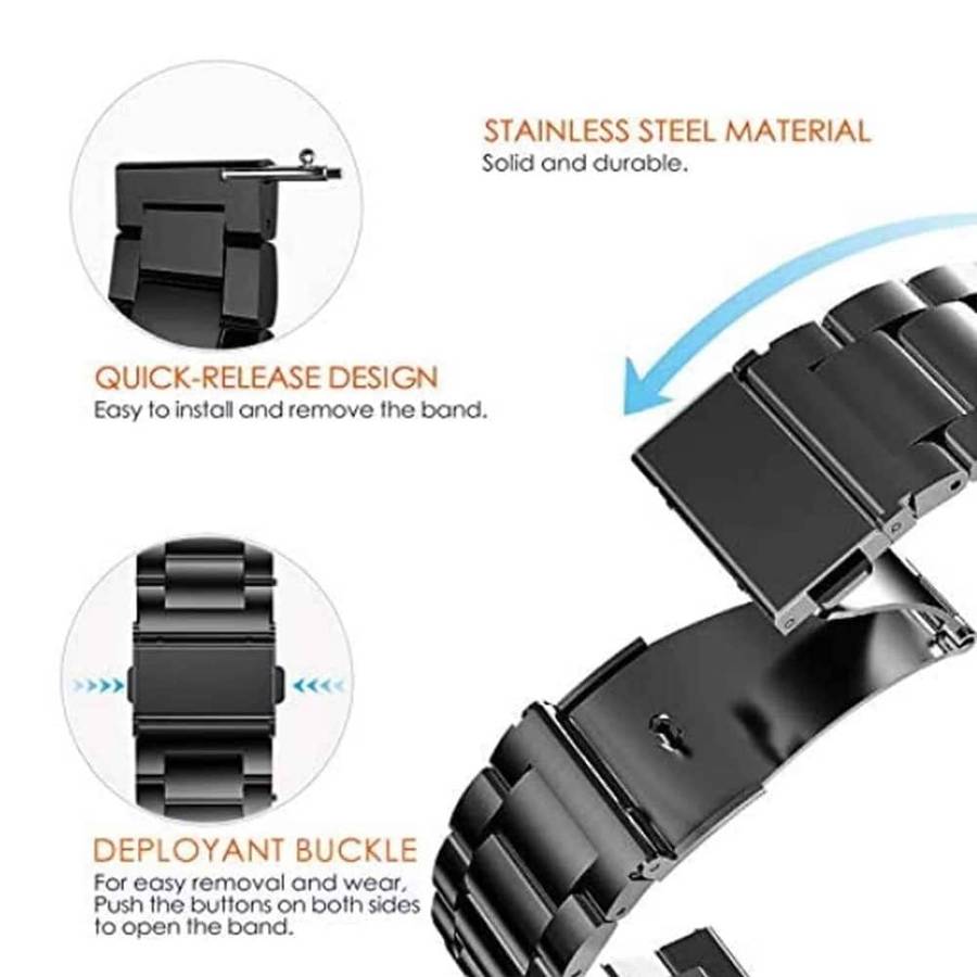 24mm watch 3 links stainless -steel strap - Silver