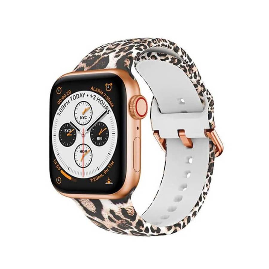 Leopard Animal Print Silicone Strap for 42/44/45/49mm Apple Watch