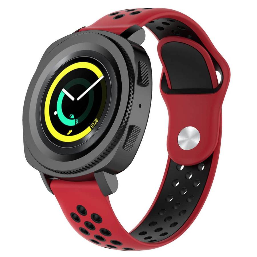 18mm Samsung Gear Sport silicone strap - Red & black