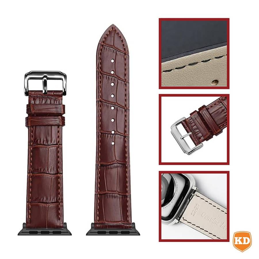 Stylish Leather Strap for Apple iWatch 42/44/45/49mm - Black