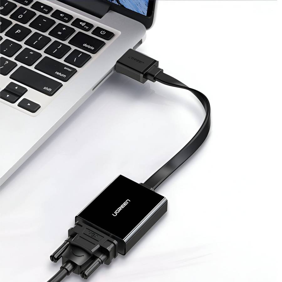 UGREEN HDMI to VGA Adapter, with 3.5mm Audio and Power Port - Black