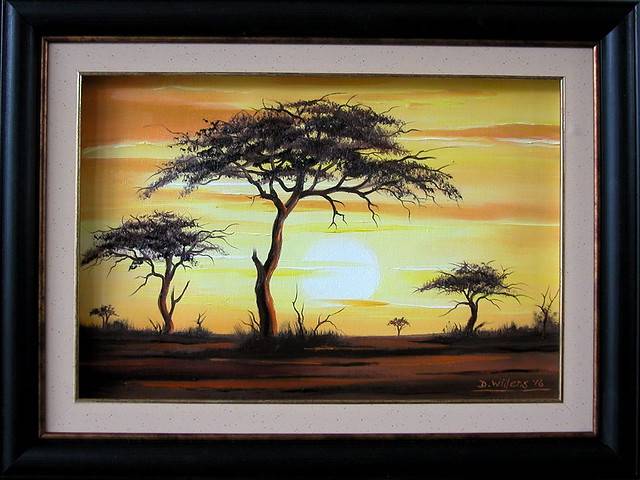 DANE WILLERS (1949 - ):  Stunning Original Oil: Bushveld Sunset. FRAMED !! Gallery Price: R5500.00