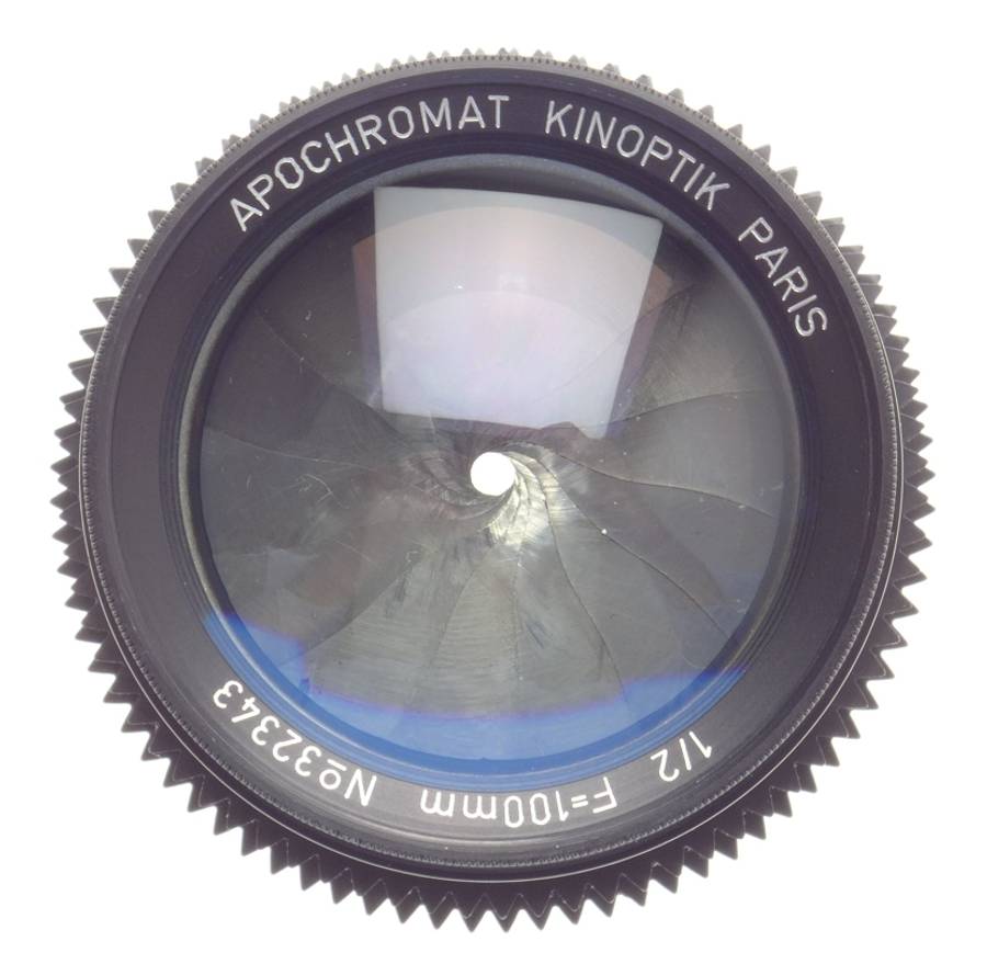 Kinoptik 1:2 f=100mm Apochromat tele camera lens 2/100mm Cameflex hood cap CLA'd