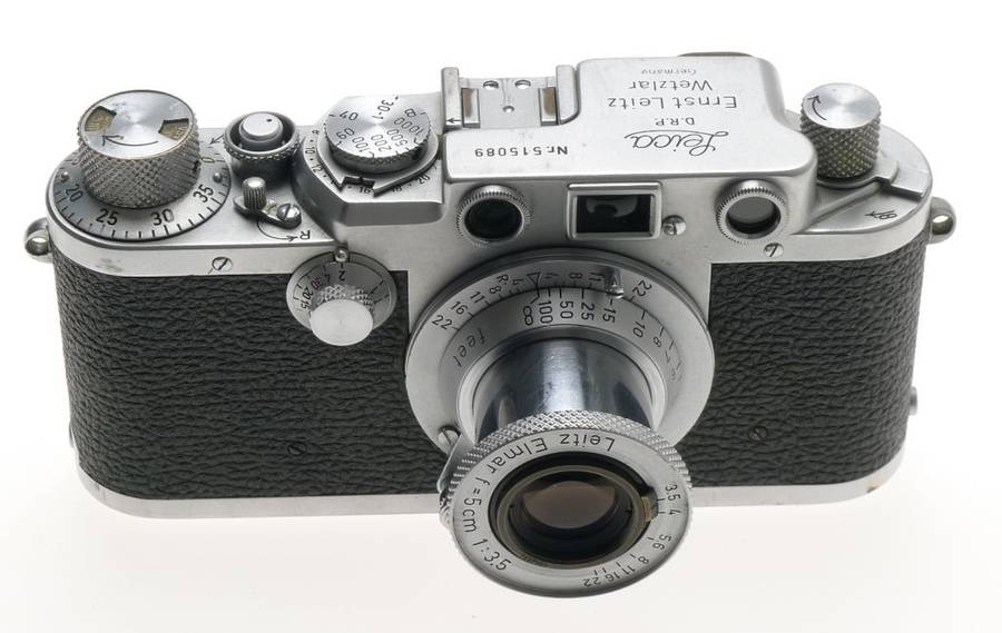 BLACK DIAL LEICA IIIF M39 TLM RANGEFINDER RED SCALE LEITZ ELMAR 1:3.5 f=5cm