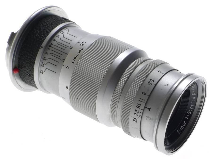LEICA M MOUNT ELMAR f=9cm 1:4 CAMERA LENS CAP LEITZ CHROME 1:4/90mm EXCELLENT NR