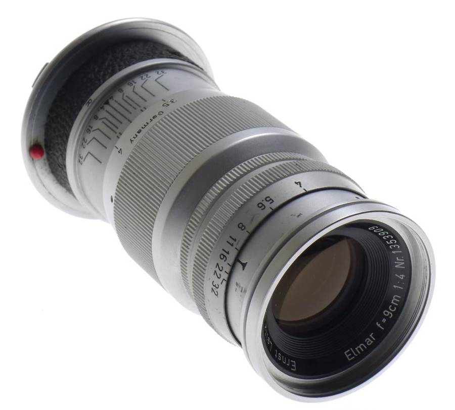 LEICA M MOUNT ELMAR f=9cm 1:4 CAMERA LENS CAP LEITZ CHROME 1:4/90mm EXCELLENT NR