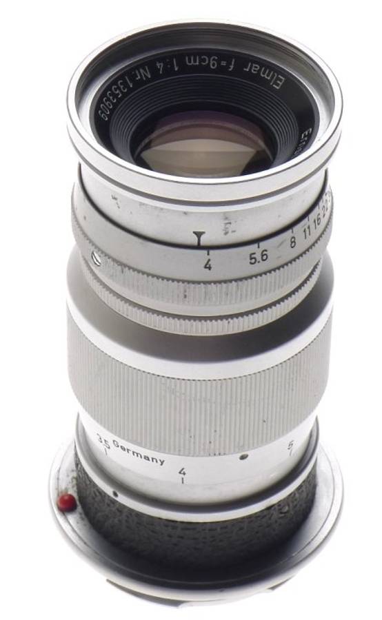 LEICA M MOUNT ELMAR f=9cm 1:4 CAMERA LENS CAP LEITZ CHROME 1:4/90mm EXCELLENT NR