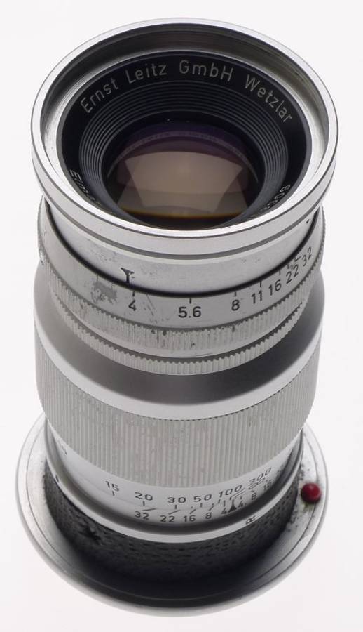 LEICA M MOUNT ELMAR f=9cm 1:4 CAMERA LENS CAP LEITZ CHROME 1:4/90mm EXCELLENT NR