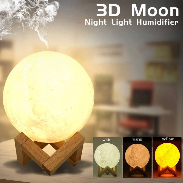 Air Humidifier 3D Moon Lamp Aroma Essential Oil Diffuser Air Purifier Mist Maker