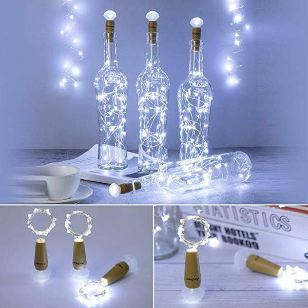 LED Bottle String Lights Cork Shaped White