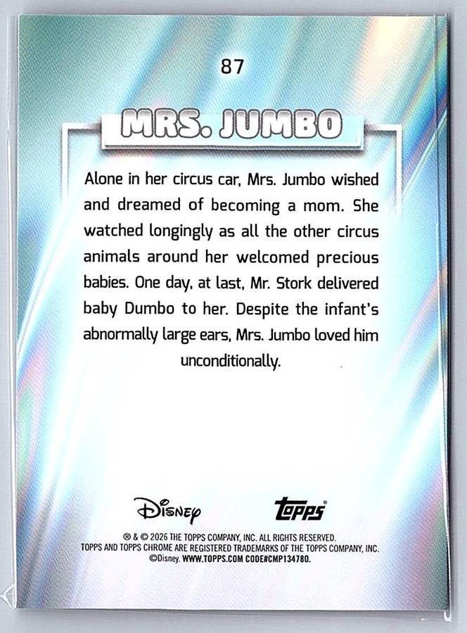 Mrs. Jumbo Topps Disney Chrome 2026 #87 - NM