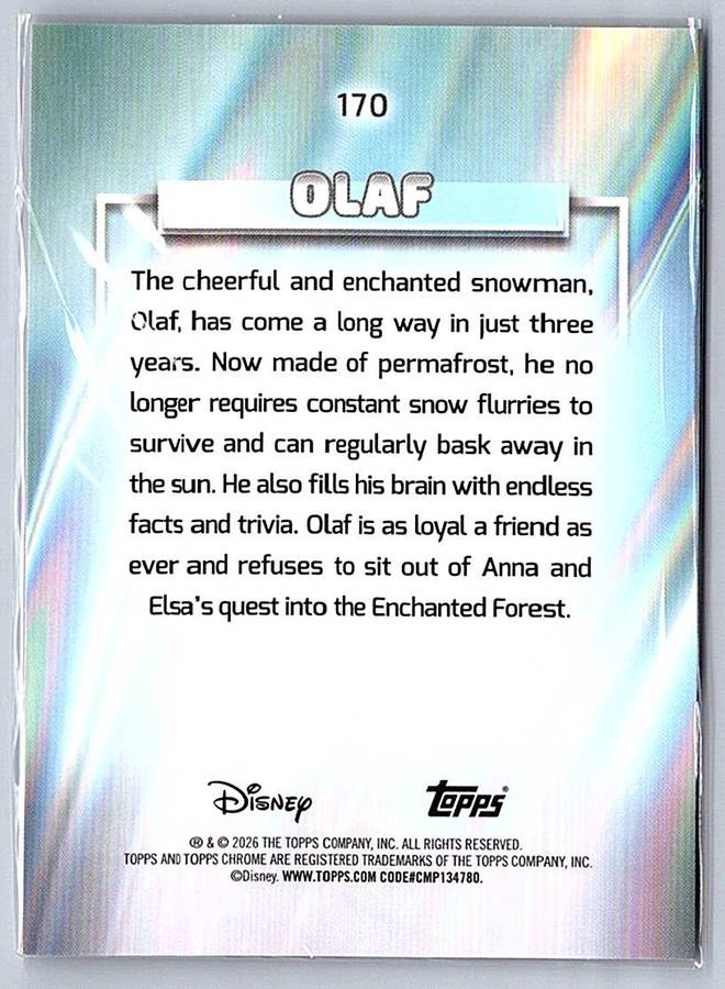 Olaf Topps Disney Chrome 2026 #170 - NM
