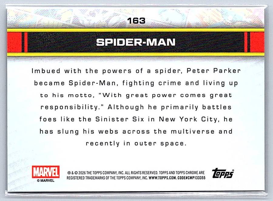 Spider-Man Topps Marvel Comics Chrome 2026 #163 - NM