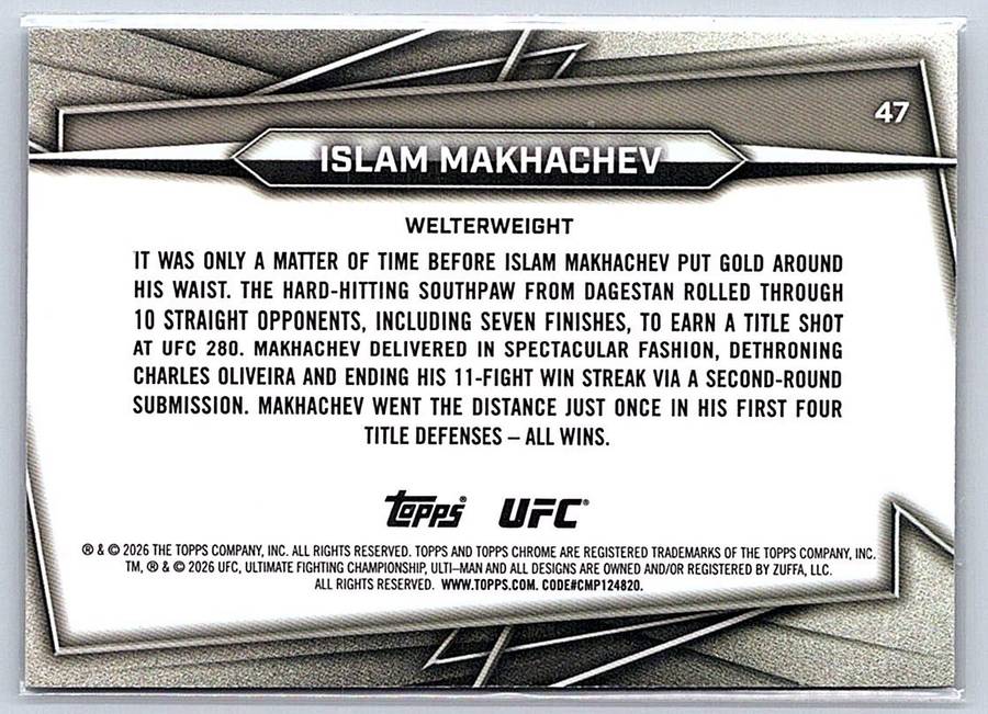 Islam Makhachev 2025 Topps Finest UFC #47 - NM