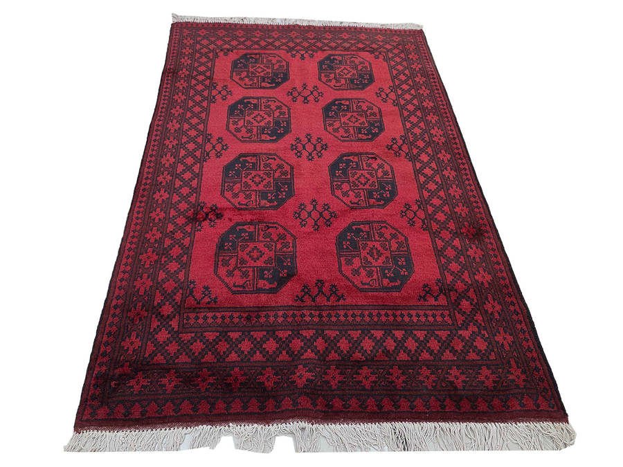 Fine Red Afghan Handmade Carpet - 181 x 121 CM