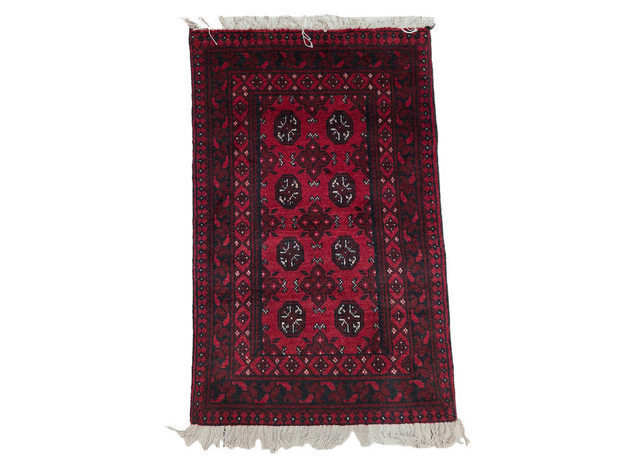 Red Afghan Handmade Carpet - 121 x 77 CM