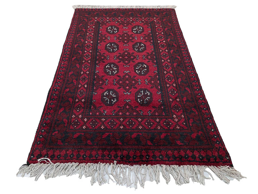 Red Afghan Handmade Carpet - 121 x 77 CM