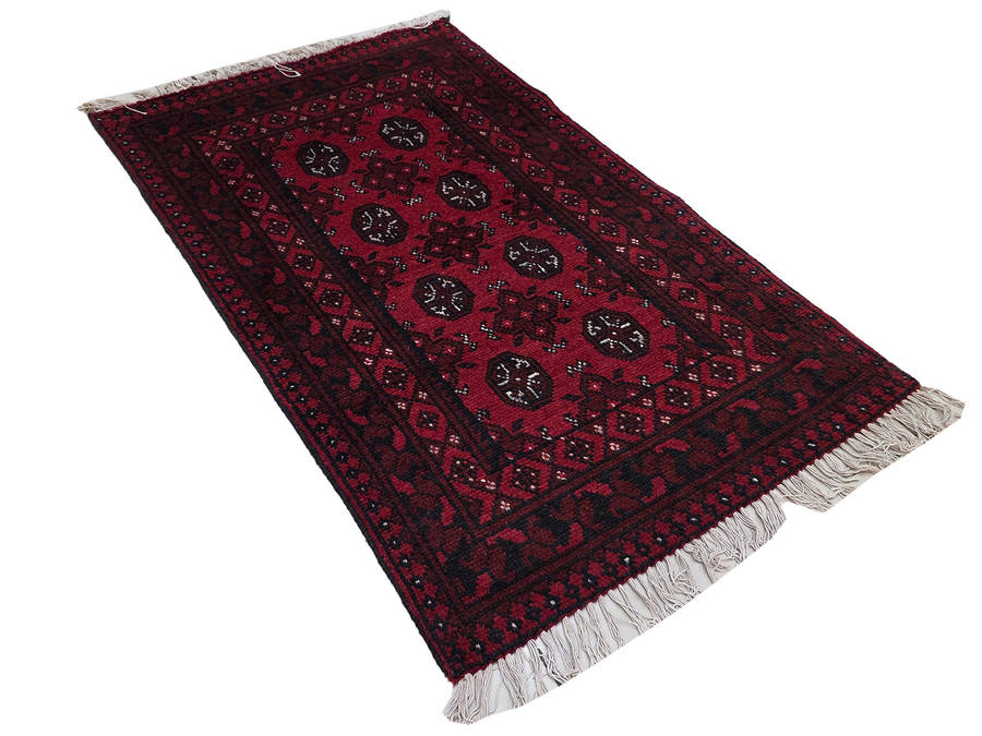 Red Afghan Handmade Carpet - 121 x 77 CM