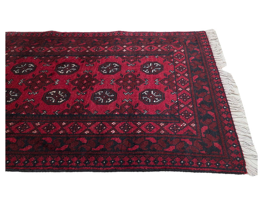 Red Afghan Handmade Carpet - 121 x 77 CM
