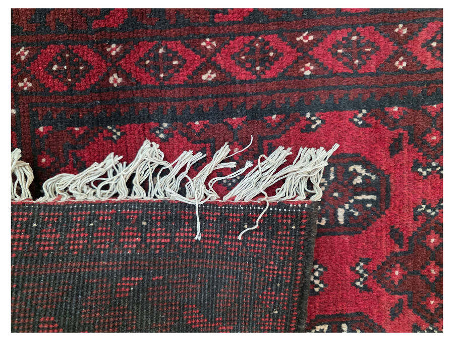 Red Afghan Handmade Carpet - 121 x 77 CM
