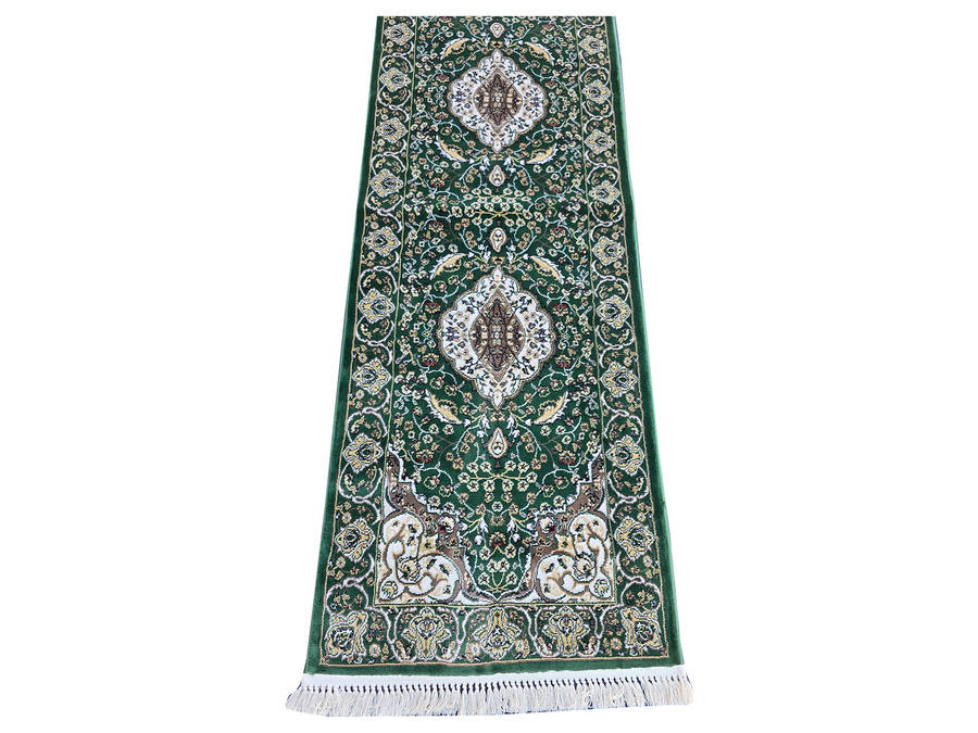 Beautiful Kashan Style 8 Meter Green Runner 800 x 80 CM